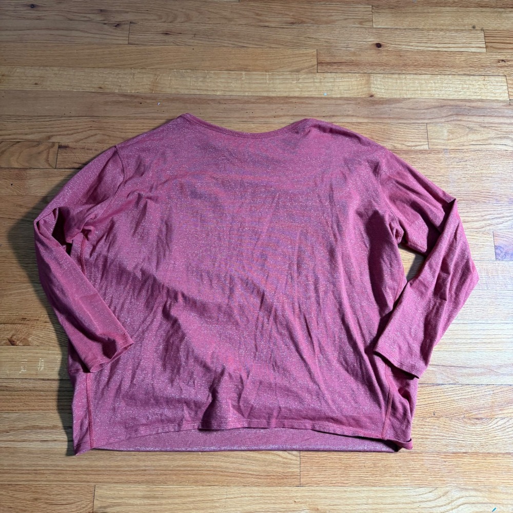 Lululemon Metallic Sparkle Long Sleeve Pullover Top Pink Red Oversized Top